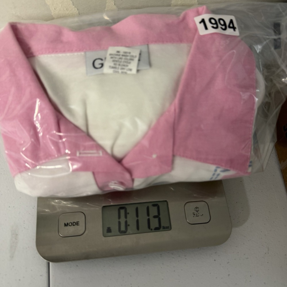VTG 90s Beach Coastal Preppy White Pink Graff Collared Sweater Top Grandmacore - Picture 4 of 16